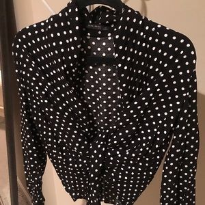 Zara Polka Dot Tie Front Blouse